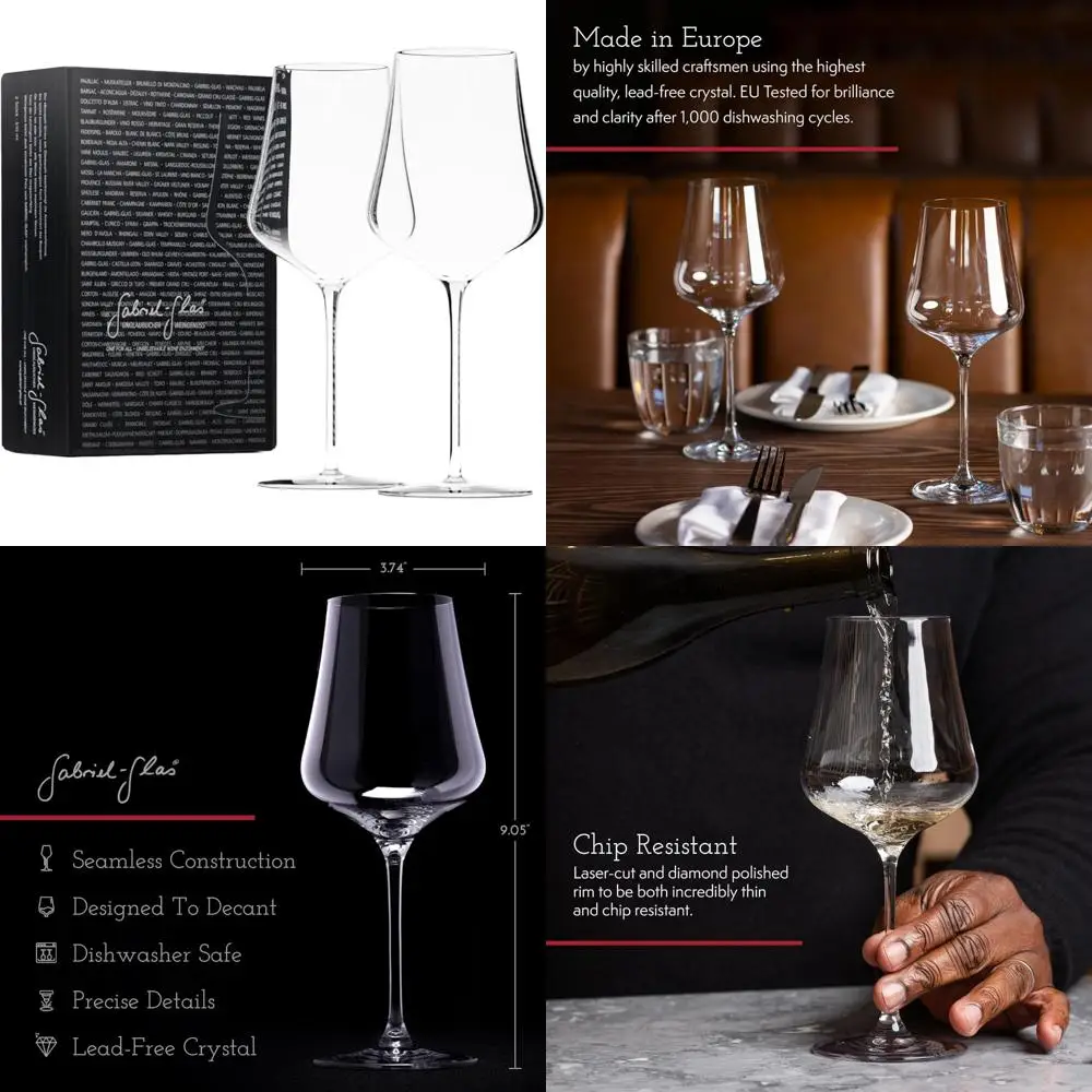 

Набор хрустальных бокалов премиум-класса из 2 штук — универсальный для красных и белых вина — можно мыть в посудомоечной машине с подарочной коробкой — элегантная посуда для стеблей для