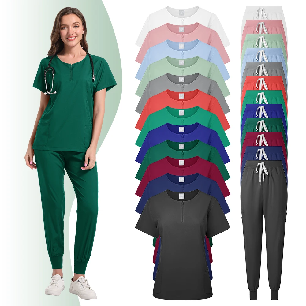 Uniformes quirúrgicos para mujer, conjunto de ropa de trabajo para enfermera médica, salón de belleza, Top clínico y pantalón, traje de túnica de enfermería para médico y Spa