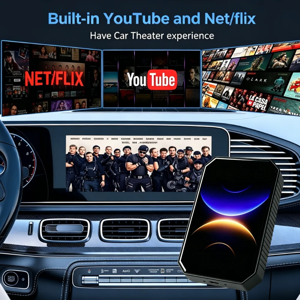 Android 15 CarPlay AI Box Plug & Play Netflix YouTube Car
