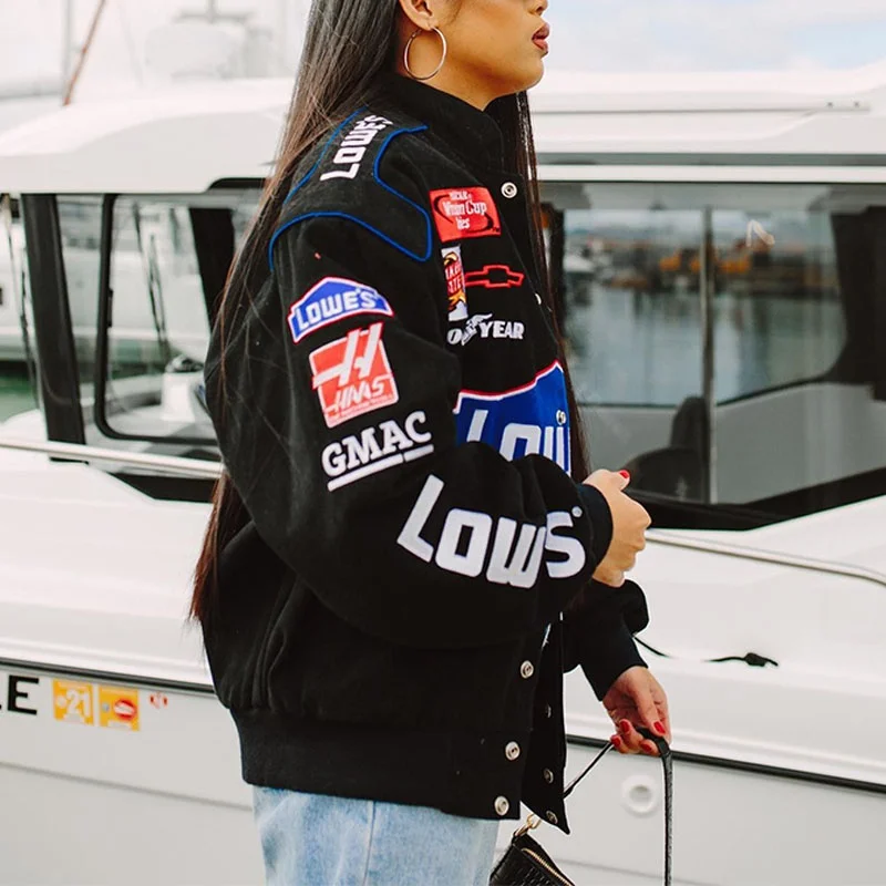 

Женская модная повседневная бейсбольная куртка в стиле хип-хоп, удлиненная, из полиэстера, короткая верхняя одежда для осеннего сезона