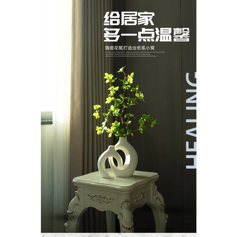 Ceramic ornament crafts living room simulation green plant high-end artistic ornament, ceramic simulation flower ornament