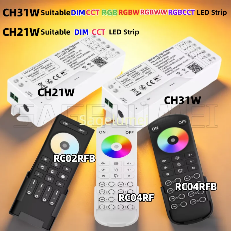 

DC12-24V 2/3 in 1 LED Controller CH21W CH31W 2.4G WIFI High Frequency For SMD 5050 DIM CCT RGB RGBW RGBCCT COB Led Strip Light