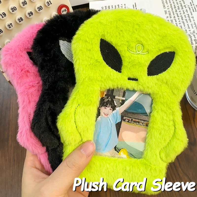 Alien Plüsch-Kartenetui, Rucksack-Anhänger, 7,6 cm, Kpop Idol, Polaroid, Fotoaufbewahrung, Ausweis, Kreditkarte, Kratzschutzhülle