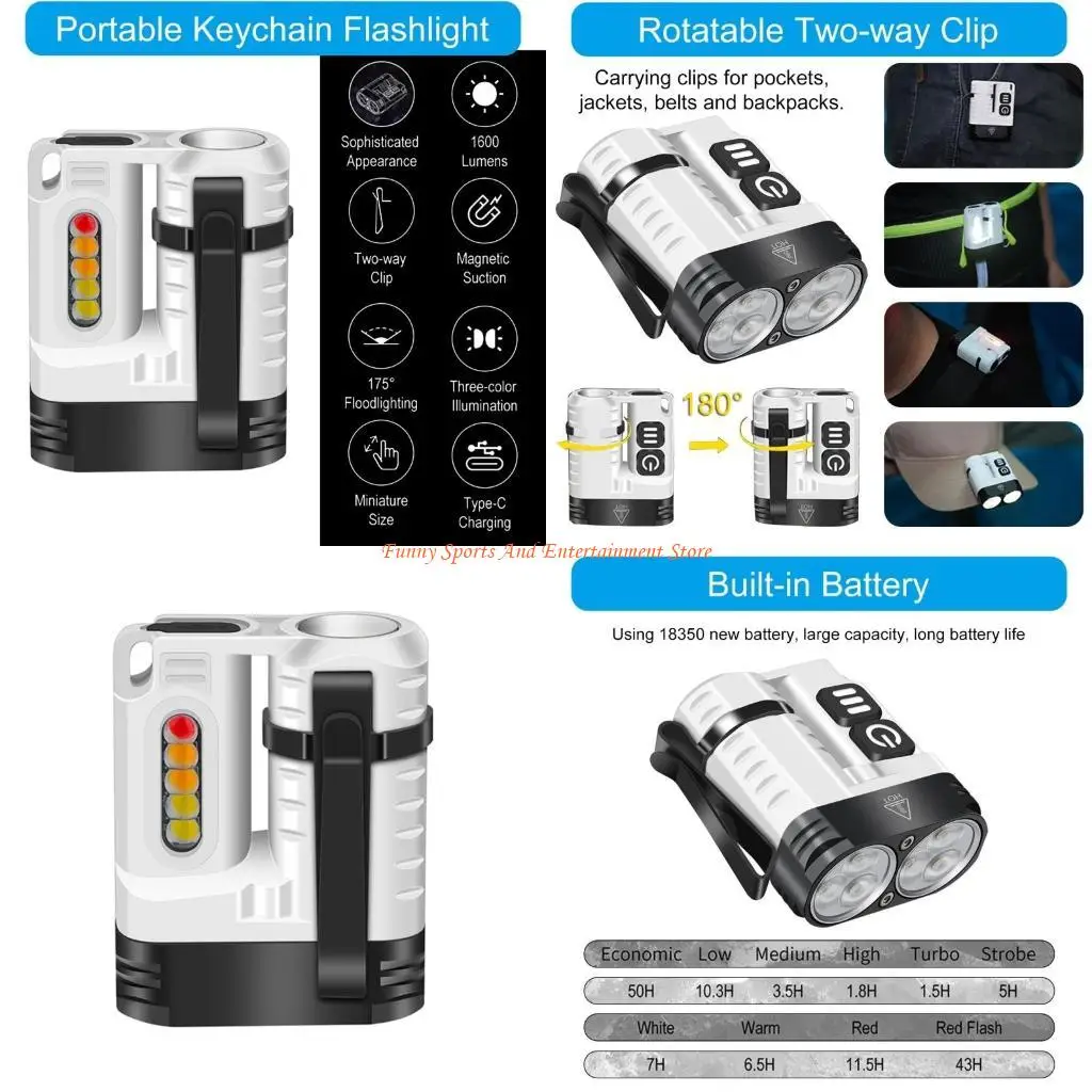 

C4DE Карманный фонарик Яркий фонарик с зажимом для шляпы Открытый походный фонарь для кемпинга