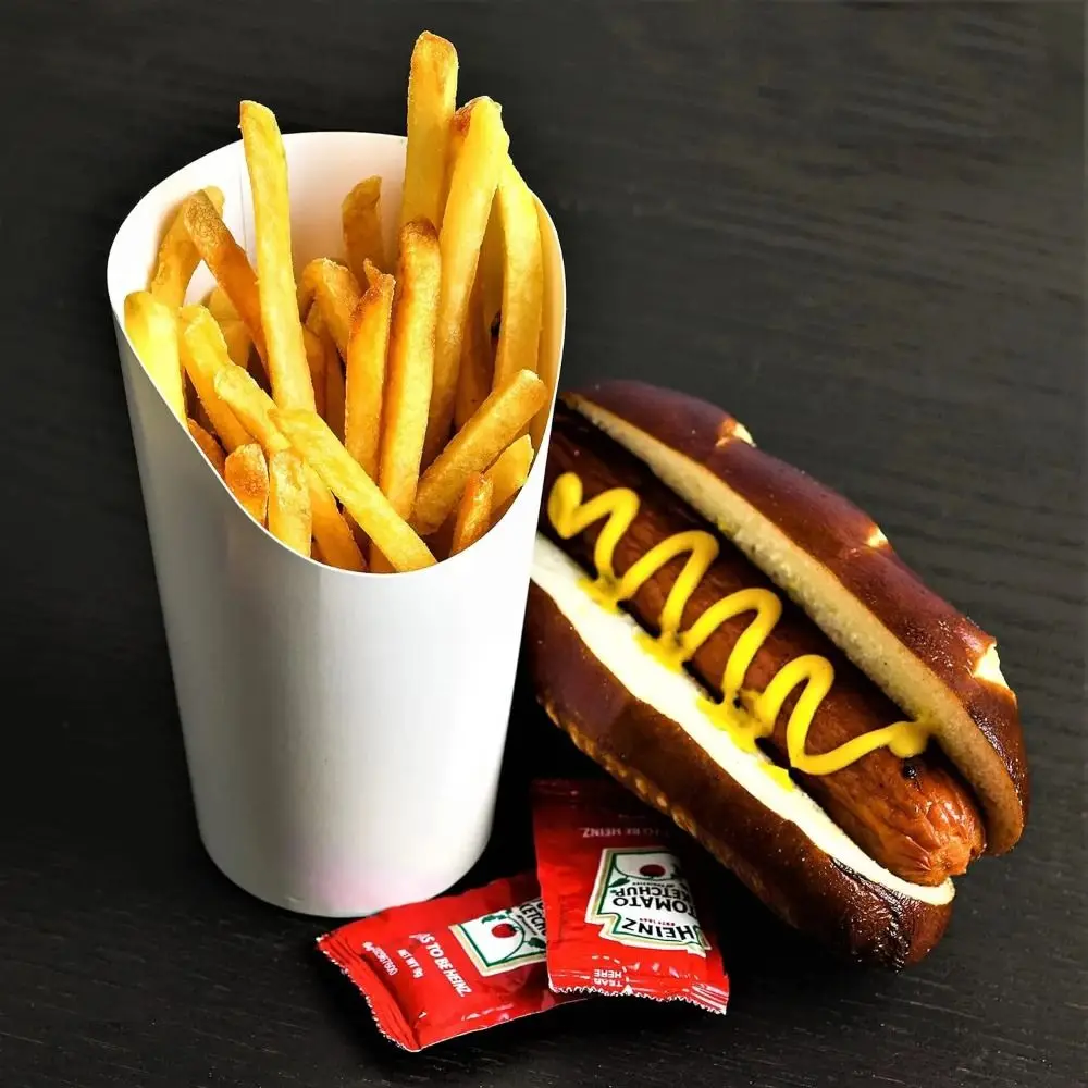 

50 шт., коробки для попкорна, одноразовая косая чашка из крафт-бумаги, водонепроницаемая маслостойкая чашка для мороженого, утолщенная чашка для картофеля фри, мороженое