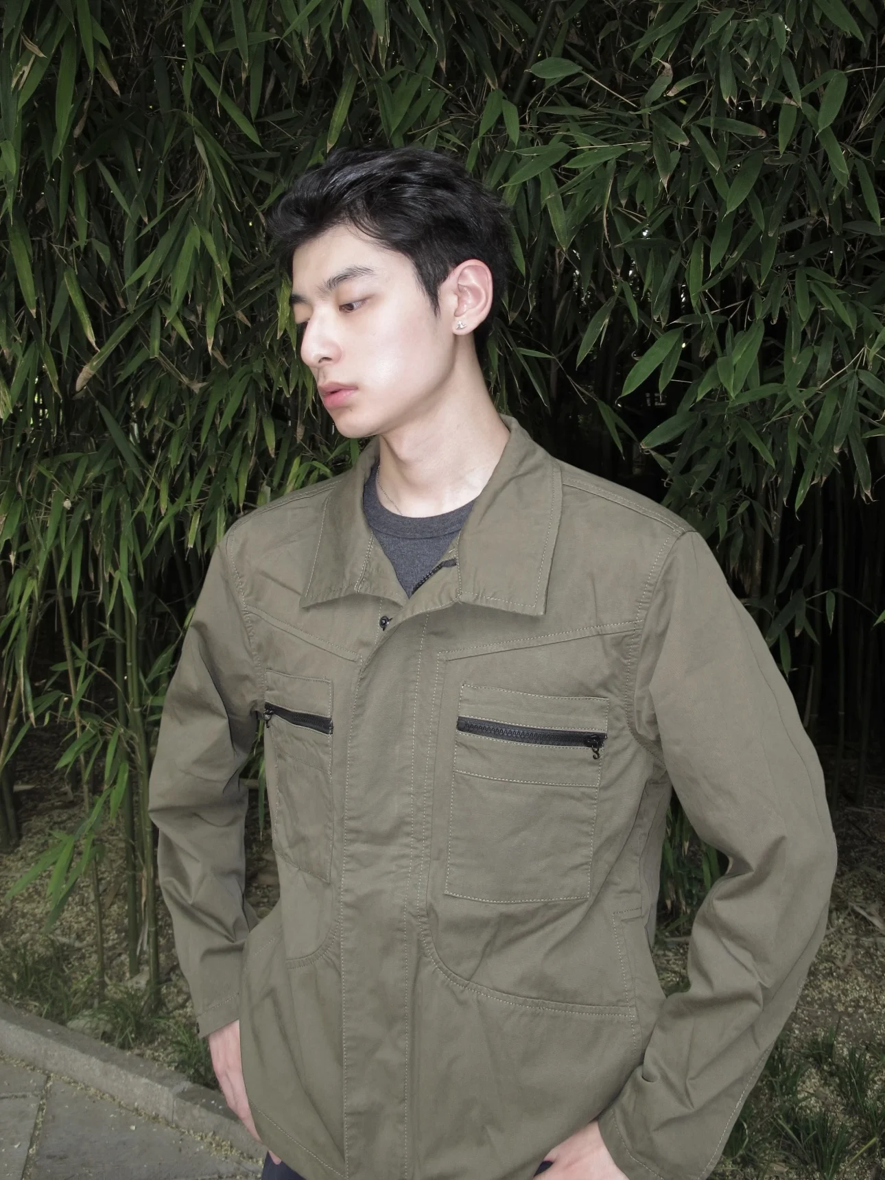 

Retro American Waed Vintage Heavyweight Men's Jaet Autumn Clean Fit Collar Casual Outerwear Loose Fit Teenage Long Sve...