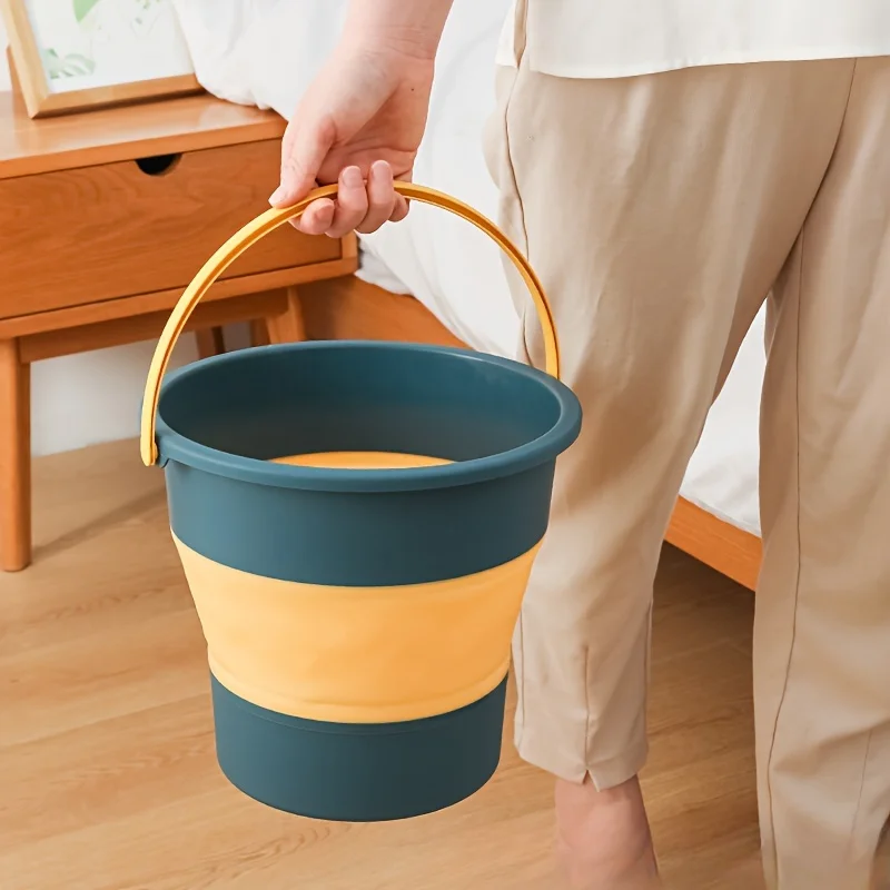 

One 5L Folding Bucket for Camping, Fishing, and Travel Portable and Easy To Store Suitable for Car Washing and Cleaning Supplies