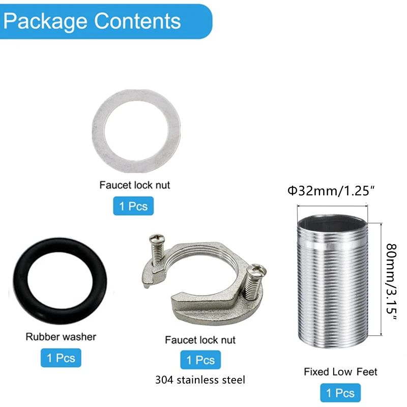 32mm Kitchen Sink Hot and Cold Basin Faucet Accessories Base Fixed Foot Screw Nut Water Tap Pipe Connector for Bathroom Kitchen