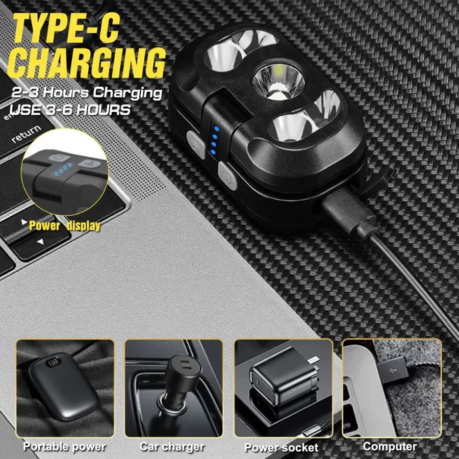 Multi-functional Intelligent Induction Headlamp Outdoor Waterproof Headlight Multiple Light Source USB Rechargeable Head Lamp