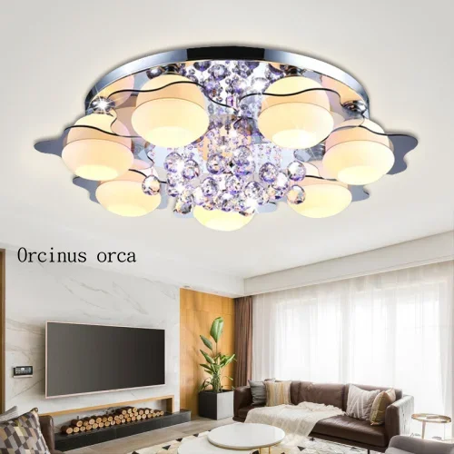 Lámpara Led de cristal para sala de estar, lámpara de techo que cambia de color, círculo, lámpara para dormitorio, comedor, estudio, lámpara para el hogar