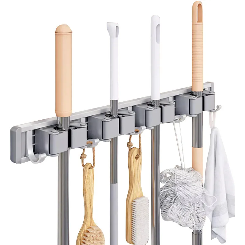 1pcs Folding Mop Broom Holder No Drill Wall Mounted Hook Storage Rack for Bathroom Balcony Entryway Toilet Organizer - view 5