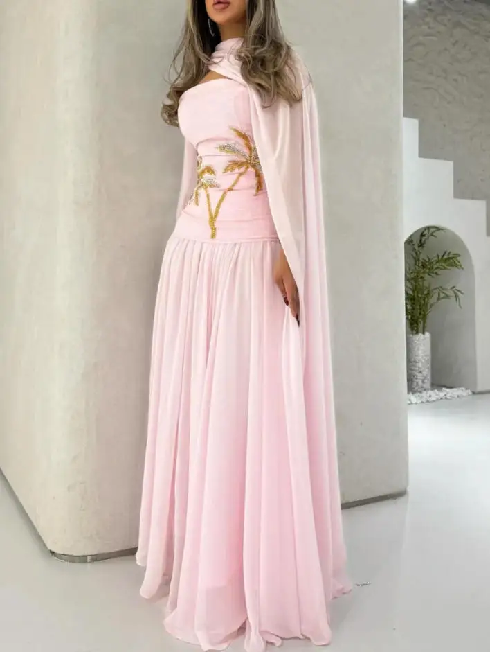 Women's Dress 2026 Spring Summer New Solid Color Strapless Slim Fit Temperament Casual Long Dress with Shawl