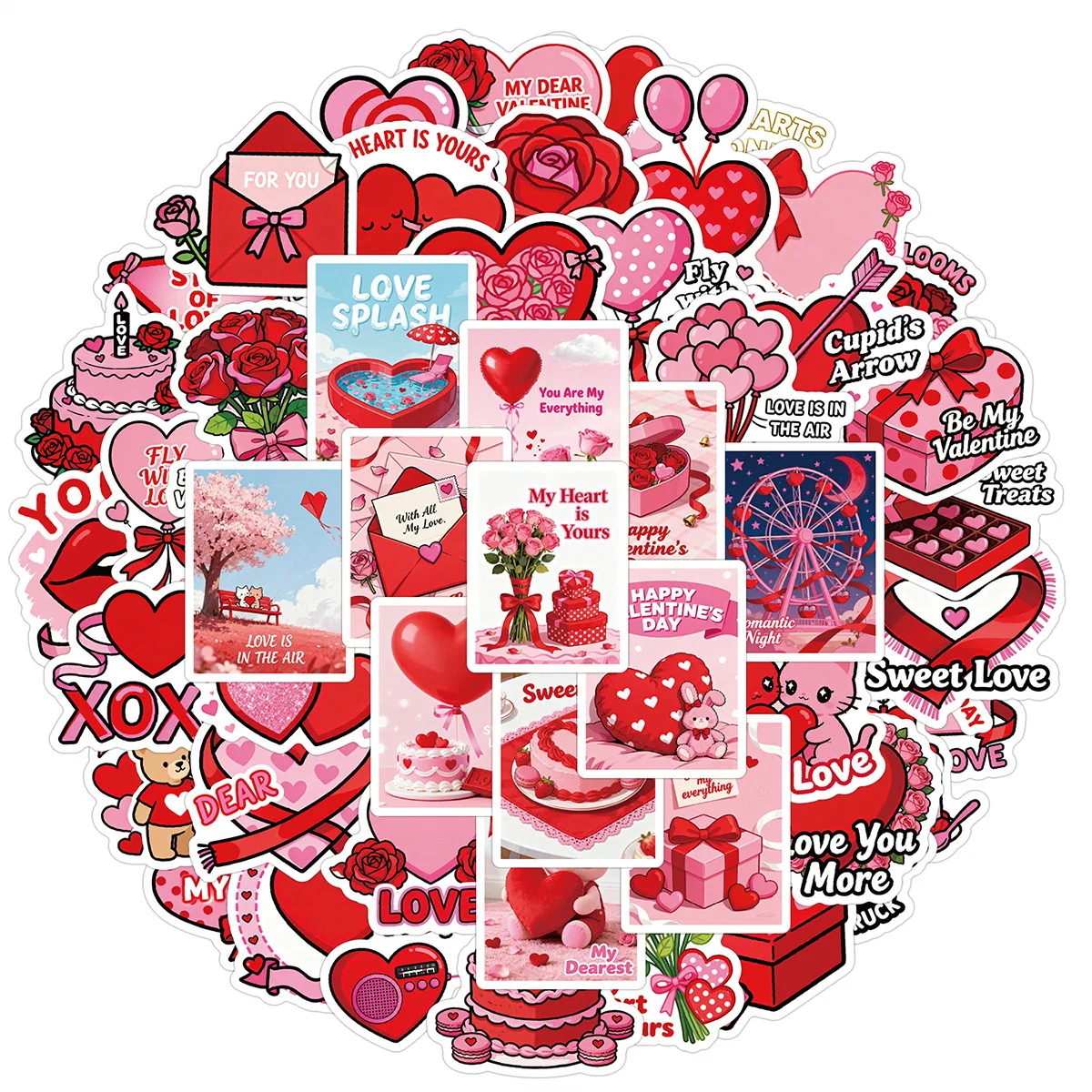 50/100PC Valentinstag Graffiti Aufkleber, Wasser Tassen, Gepäck Wasserdichte Dekoration Briefpapier Aufkleber