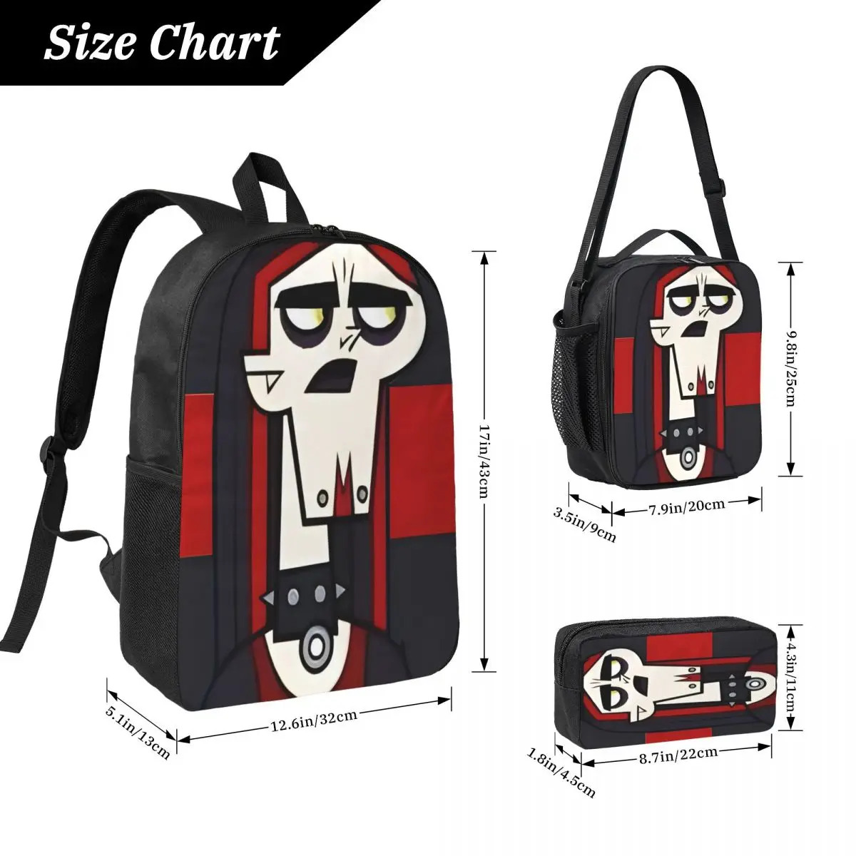 3Pcs Totals Dramas Accessories Backpack Set for Boy Girl Pen Bags Bookbag Sets with Lunch Box For School Students Knapsack