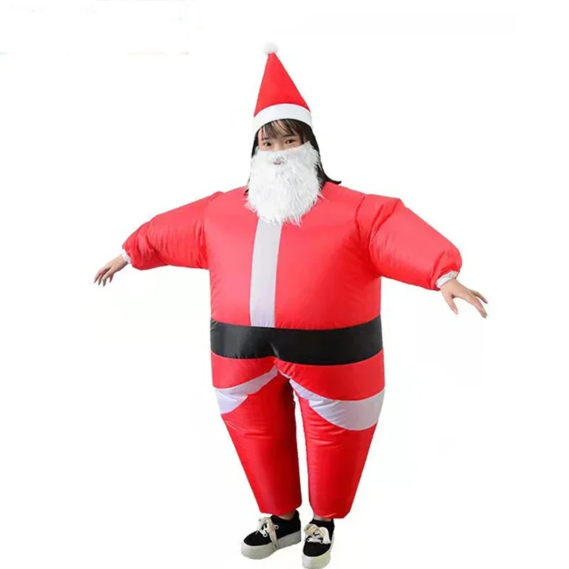 8Pcs Christmas Funny Inflatable Costumes Gingerbread Man Santa Claus Elk Snowman Tree Penguin Adult Kid Halloween Carnival Party