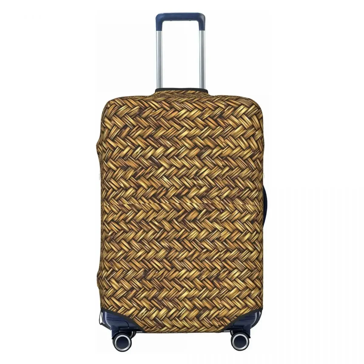 Golden Abstract Woven Straw Wicker Design Luggage Protective Dust Covers Elastic Waterproof 18-32inch Suitcase Cover Travel