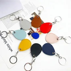 1 pz PU Leather Mini Card Holder portachiavi portachiavi serratura della porta Tag di accesso ID Card Case portachiavi Access Card Bag portachiavi Tag Ring