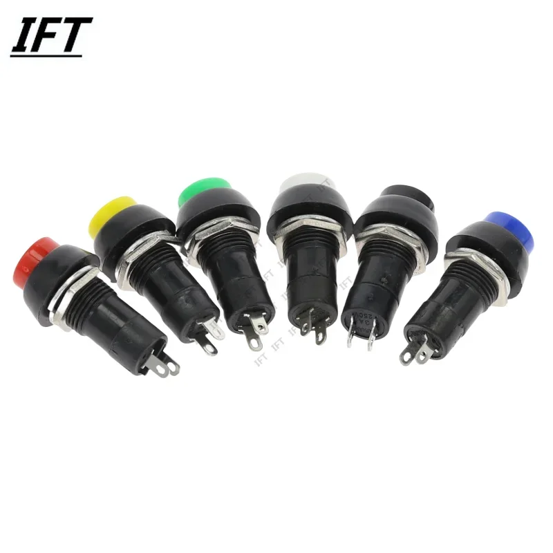 6 sztuk PBS-11A PBS-11B 12mm samoblokujący/samoresetujący plastikowy przełącznik wciskany zatrzaskowe przełączniki chwilowe 3A 250V AC 2PIN 6 kolorów — zdjęcie 3