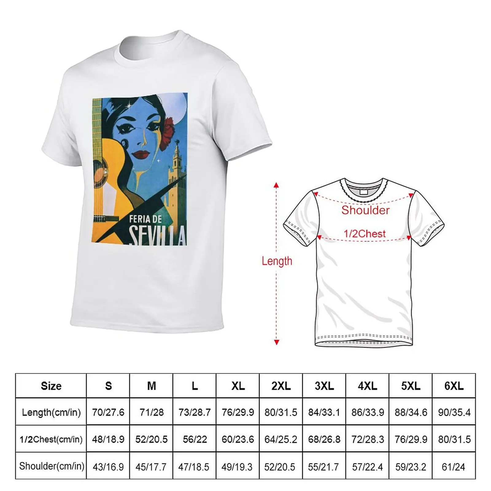 Feria de Sevilla, Seville Spain Vintage Travel Poster T-Shirt Plus Size Everyday Tee Shirt