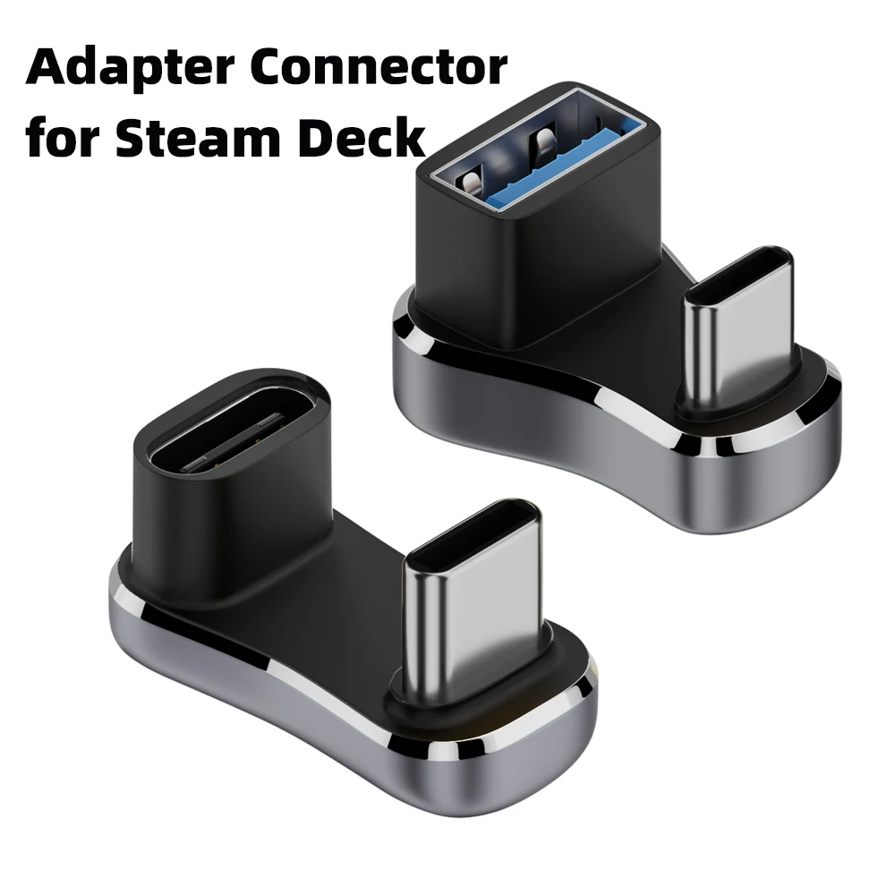 محول USB C بزاوية 180 درجة من النوع C ذكر إلى أنثى 20 جيجابت في الثانية PD 140 وات محول شحن سريع لملحقات سطح البخار
