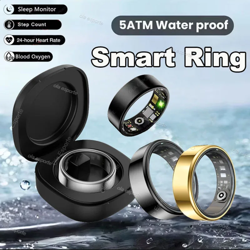 

Смарт-кольцо для мужчин и женщин, новинка 2025 года, монитор сердечного ритма и кислорода в крови, водонепроницаемость IP68, 5 АТМ, многофункциональный спортивный режим для Android