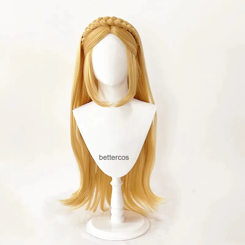 Princess Zelda Cosplay Long Golden Blonde Braided Heat Resistant Synthetic Hair Wigs + Wig Cap + Ears view 3