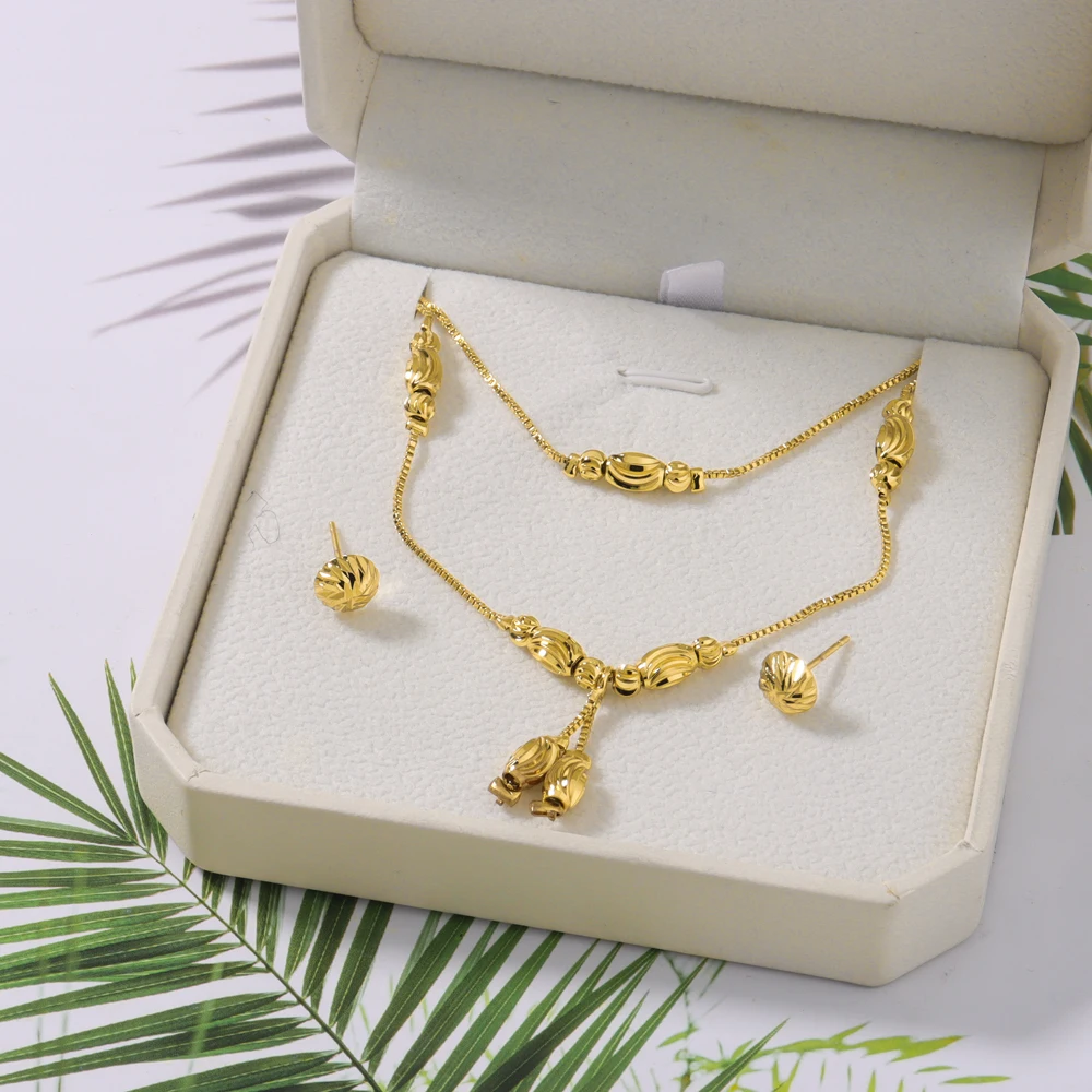 

Дубай золотого цвета, маленькие бусины, ожерелье, серьги, модные подвески, наборы шариков для женщин/девочек, эфиопские украшения, африканский индийский подарок