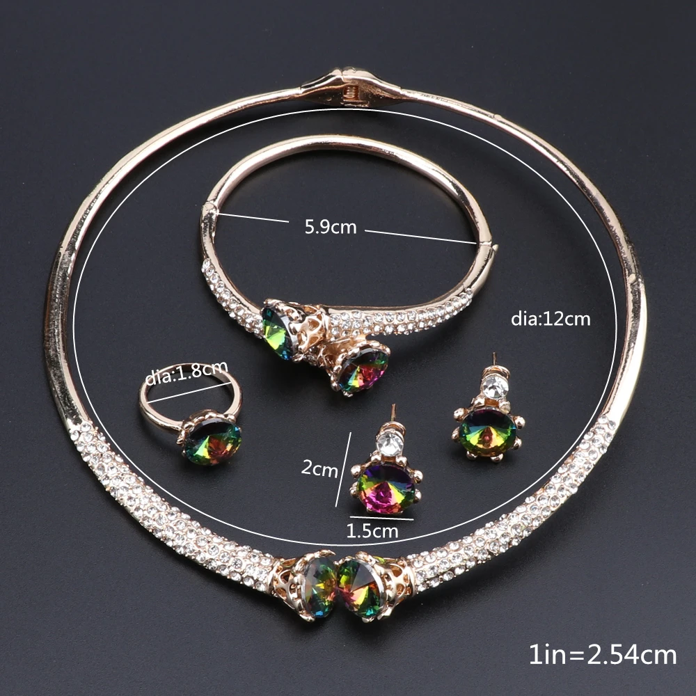 Dubai Jewelry Sets for Women Dubai Nigeria Crystal Necklace Earrings Set Bridal Gift African Wedding Bridesmaid Jewelry Sets