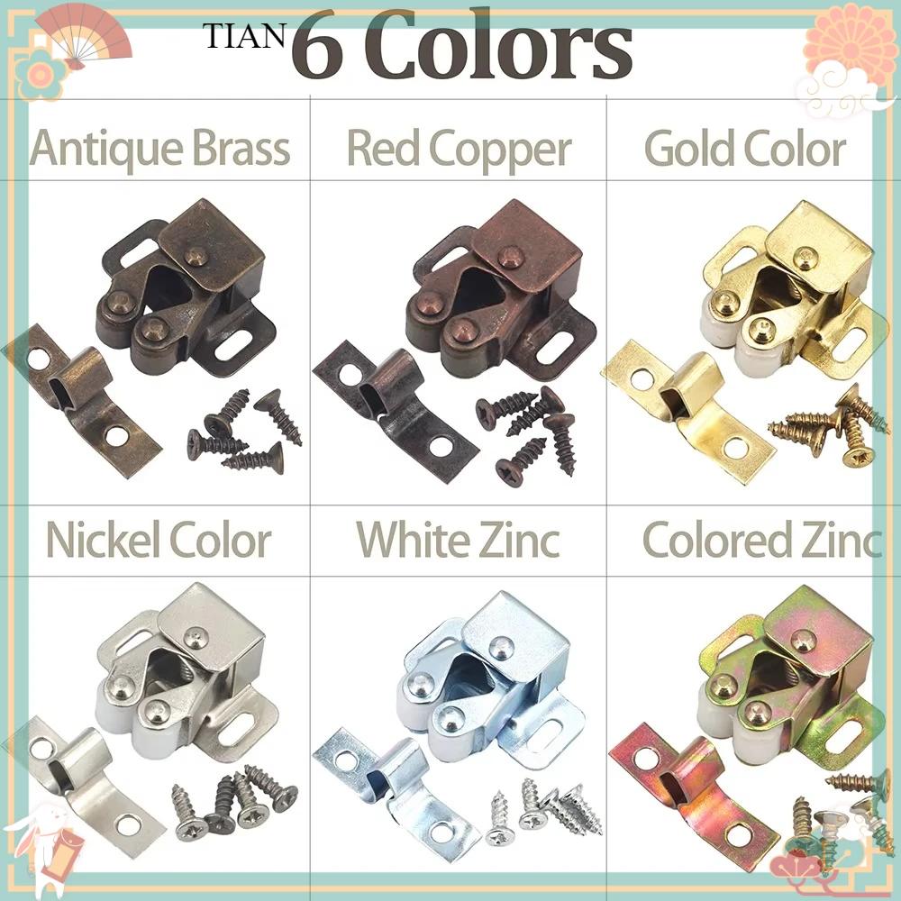 Sets Cabinet Roller Catch Door Stop Closer Stoppers Damper Buffer Clasp Latch for Wardrobe Cupboard Furniture Hardware