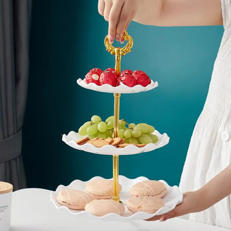 

European-style Three-layer Candy Tray Living Room Fruit Cake Stand Refreshment Creative For Christmas Party