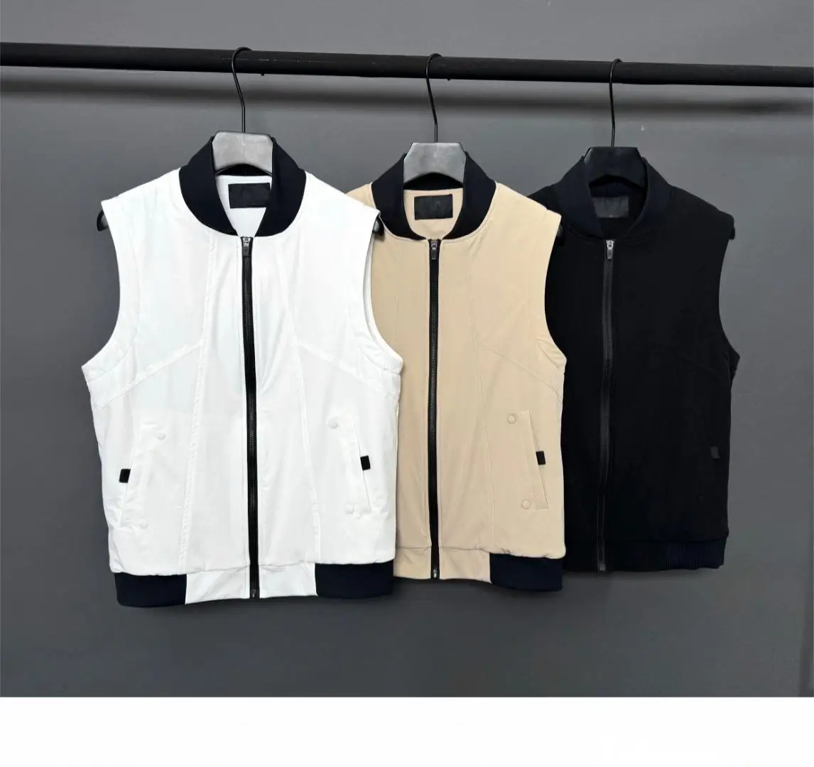 Men Stand Collar Zipper Golf Vest Fall Winter Lined Sleeveless Waistcoat Soft Versatile Outdoor Golf Apparel