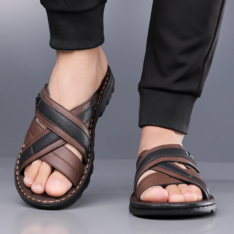 Men's Summer Fashion Comfortable Simple Sandals Thick Bottom Anti-slip Soft Slip-On Beach Slippers-8912 - view 5