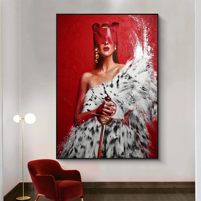 Smoking Women Sword Canvas Painting Modern Wall Art Posters and Prints Fashion Girls Picture for Bedroom Aesthetic Home Decor