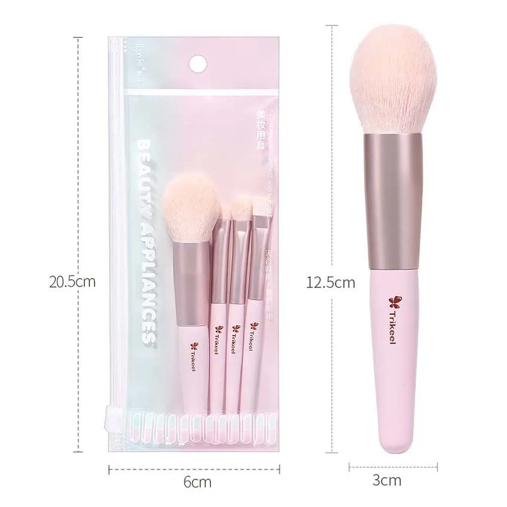 4 pçs/set detalhe preciso escova pincéis de maquiagem conjunto inclinado plana olho rosto maquiagem em pó blush escova sombra cosméticos