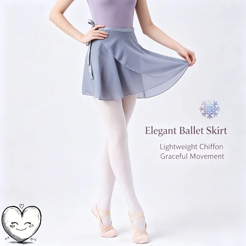 

Ballet Chiffon Wrap Skirt Adjustable Tie Semi Opaque Women Girls Ballerina for Studio Practice Stage Performance Daily Training