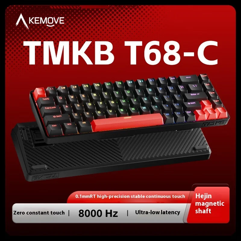 Kemove T68-C Wired Magnetic Switch Mechanical Keyboard Tmkb Low Latency Rgb Rt Rejustable Hot Swap Gaming Keyboard Office Custom