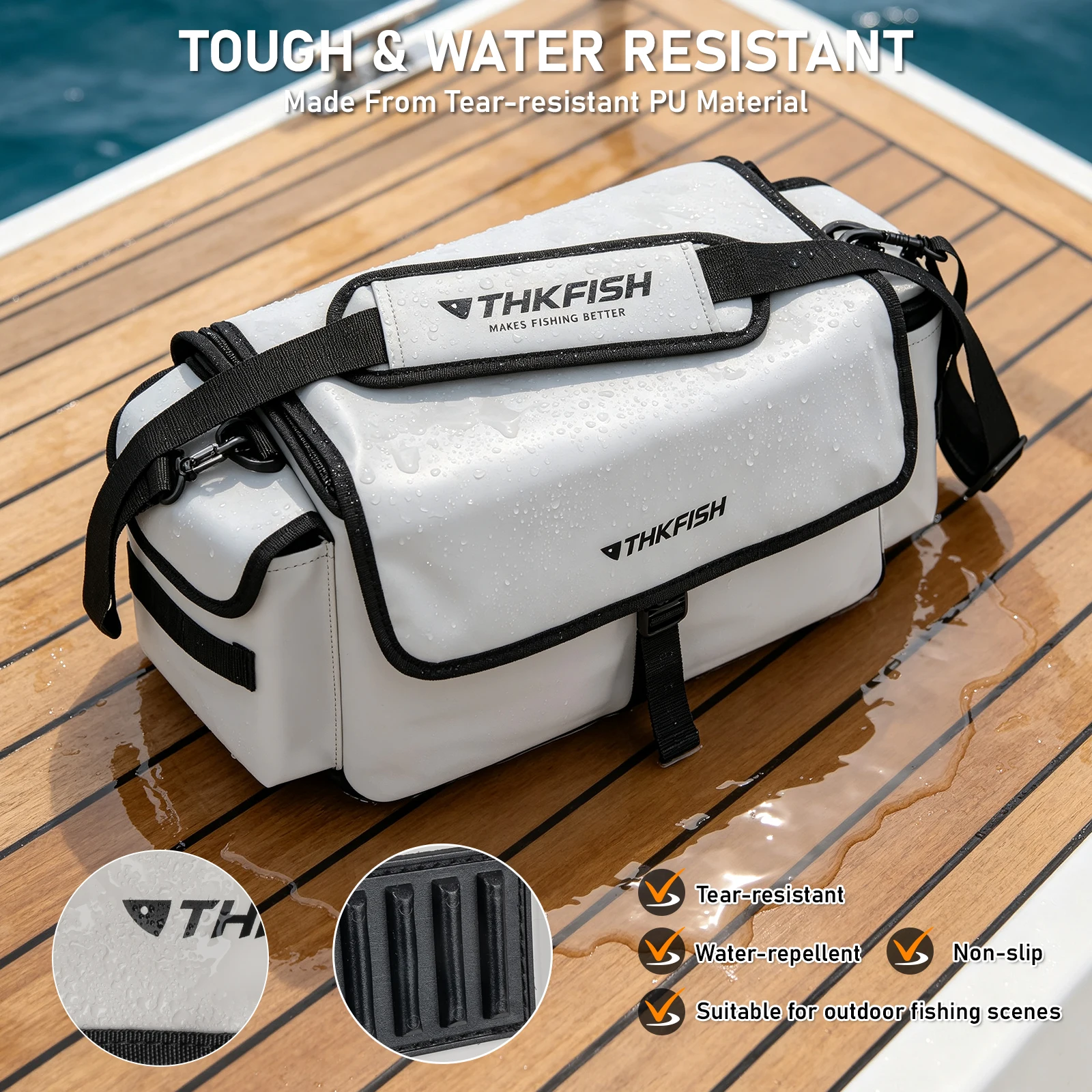 Große Köder-Tasche, aufrollbare Angeltasche für Salzwasser, wasserdicht, große Kapazität, faltbarer Aufbewahrungskoffer – Detail 5