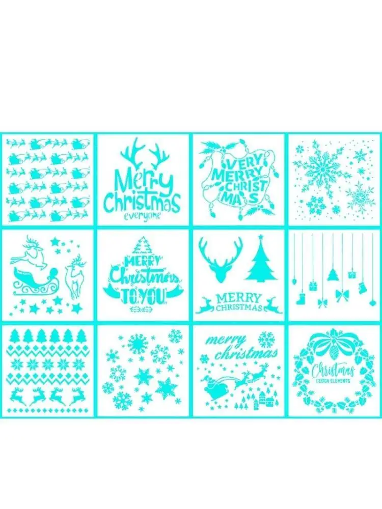 

E8BD Cake Painting Templates Christmas Printing Hollow Mold Wedding Birthday Gift Kid