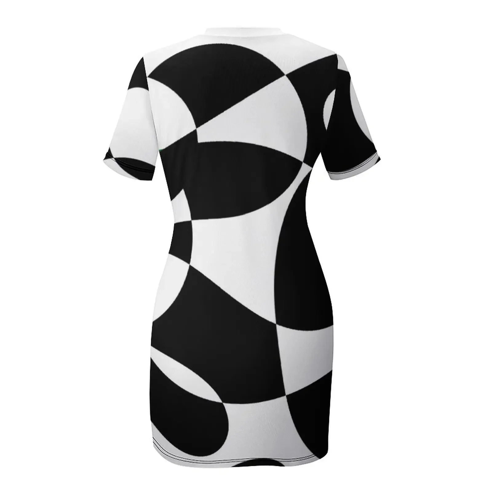 레트로 모노크롬 60년대 흑백 패턴 반팔 드레스 의류 붕대 드레스 프롬 드레스 2025 드레스