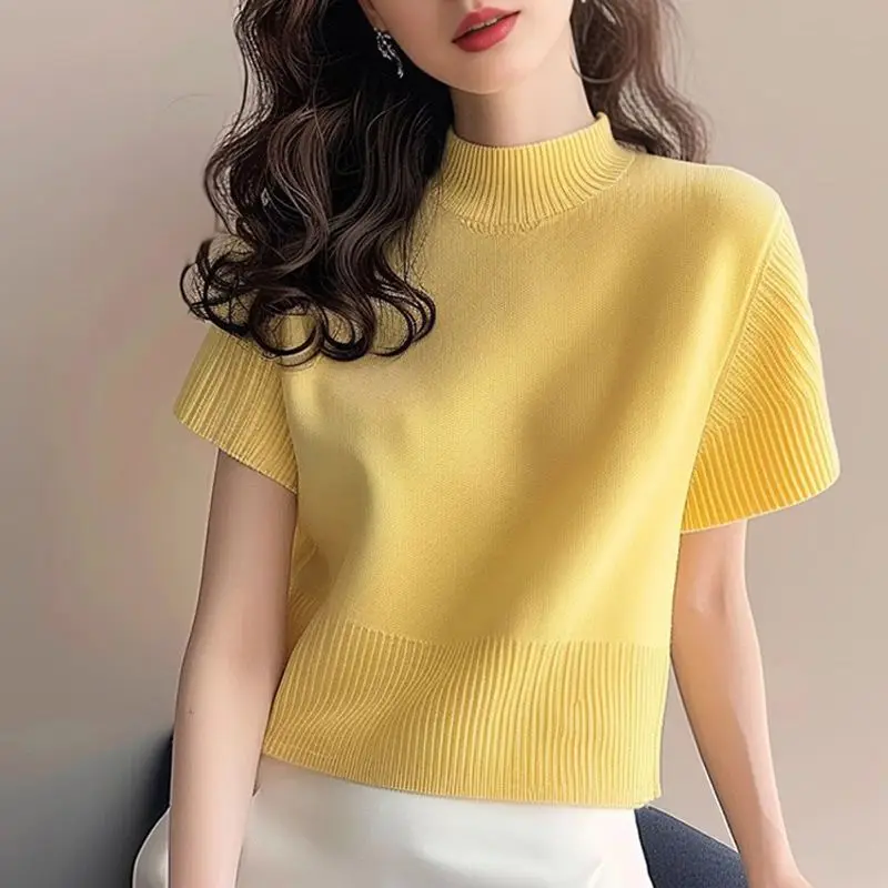 

Весна-лето 2024, новые свободные корейские пуловеры, повседневные топы, элегантные однотонные вязаные универсальные свитера для поездок на работу, женская одежда