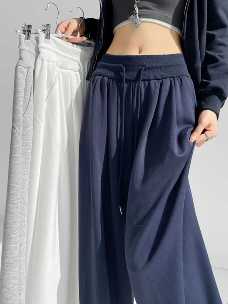 

Laid-ba Sle High Waist Dstring Wide Leg Pants Women Spring Autumn 2026 New Loose Drapey Blade Straight Casual Trousers