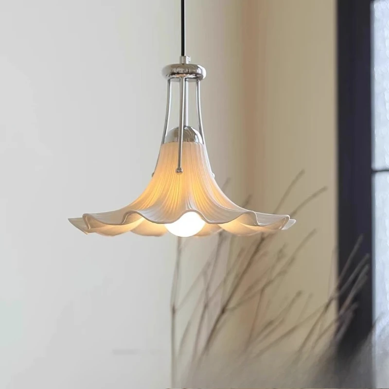 

Magnolia flower chandelier medieval bedroom bedside ceramic hanging line lamp