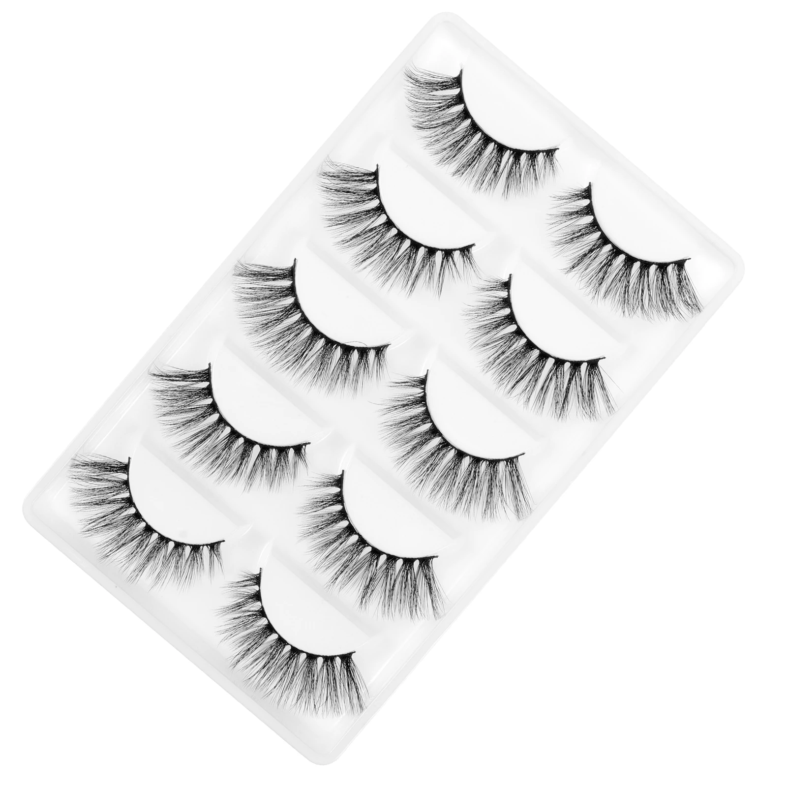 

3D False Eyelashes 5 Pair Long Thick Artificial Lashes Makeup Natural Style Cotton Stalk Lightweight NonIrritating