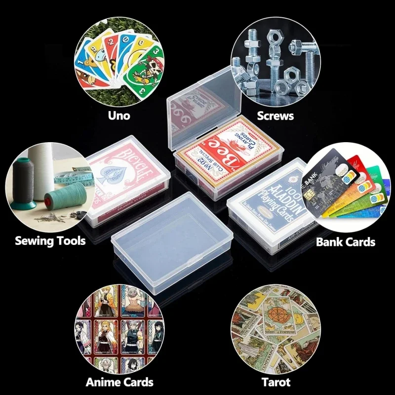 6Pcs 9.5x6.9x2.4cm Playing Card Boxes Transparent Plastic Collectible Card Boxes Business Card Holder Small Storage Boxes