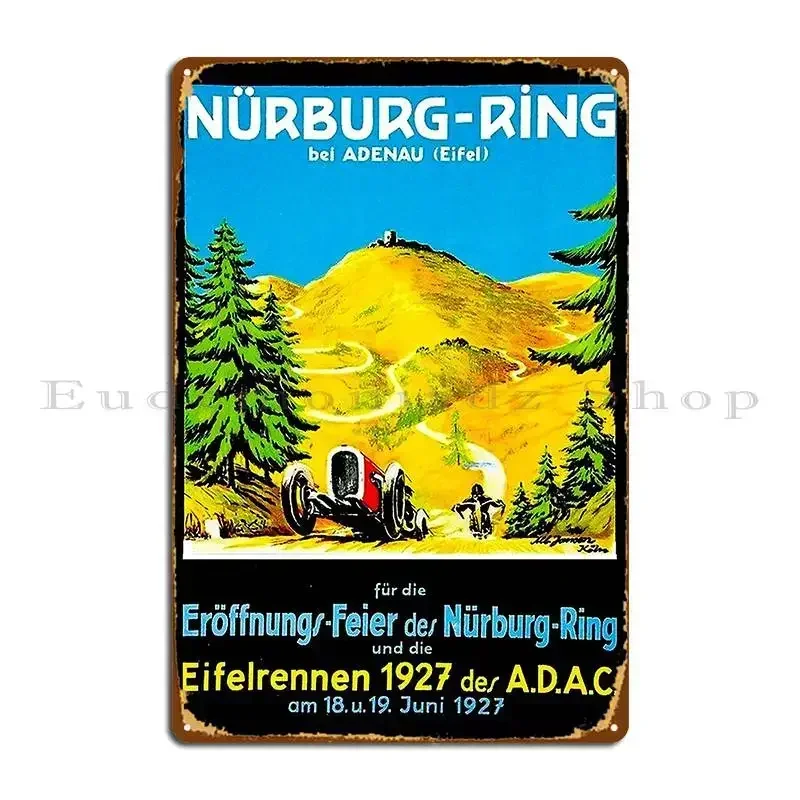 Nurburg Ring Vintage 1927 Auto Racing Advertising Print Metal Plaque Designer Design Living Room Classic Tin Sign Poster