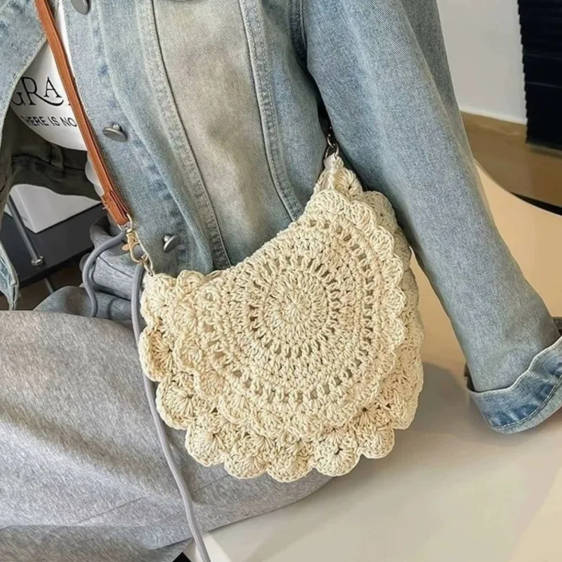 

JIAERDI цветочные кружевные вязаные крючком сумки на плечо женские летние каникулы соломенная тканая пляжная сумка женская повседневная универсальная сумка через плечо