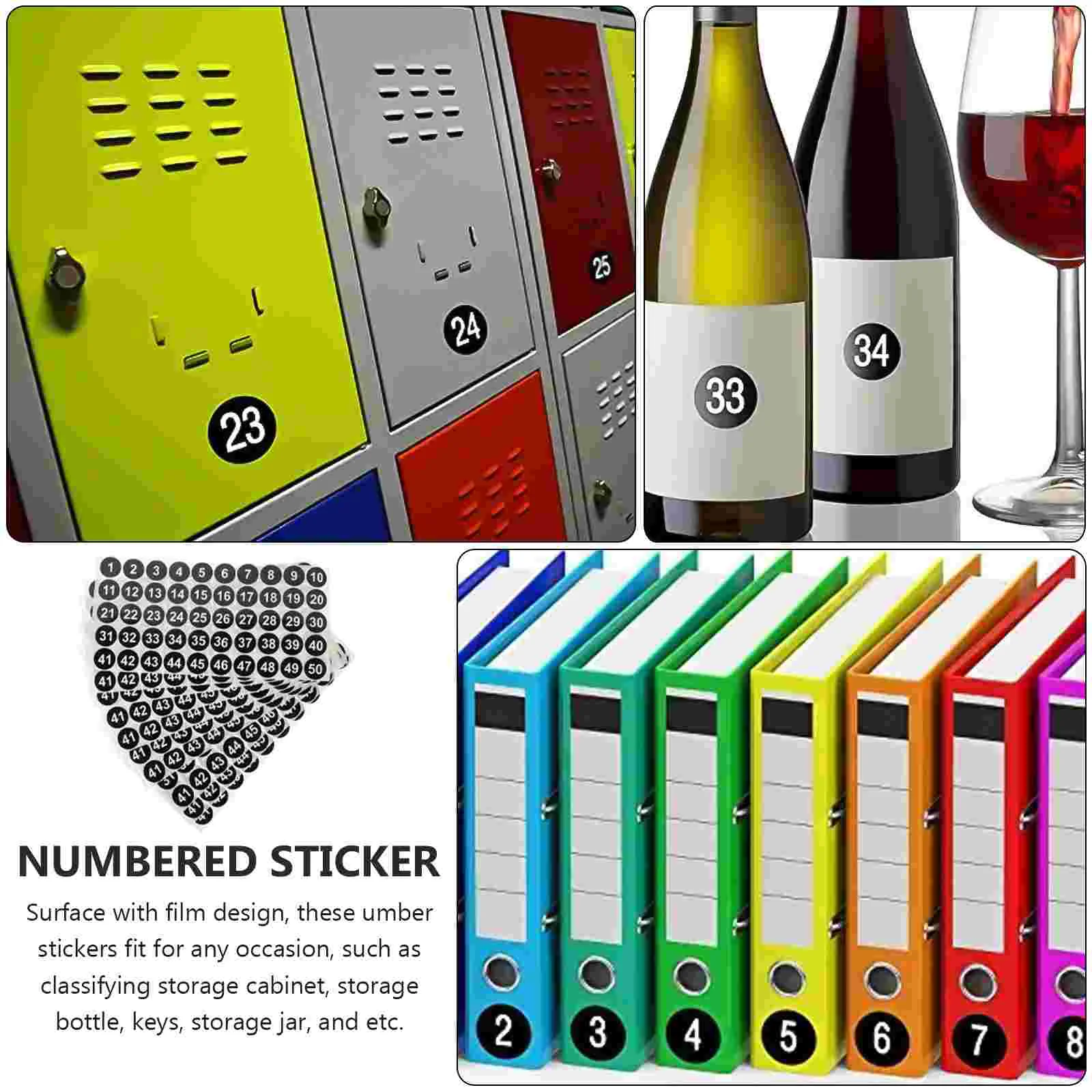 10 Sheets Number Sticker Labels Round Digital for Classification Stickers Translucent Film Coding Office Classroom