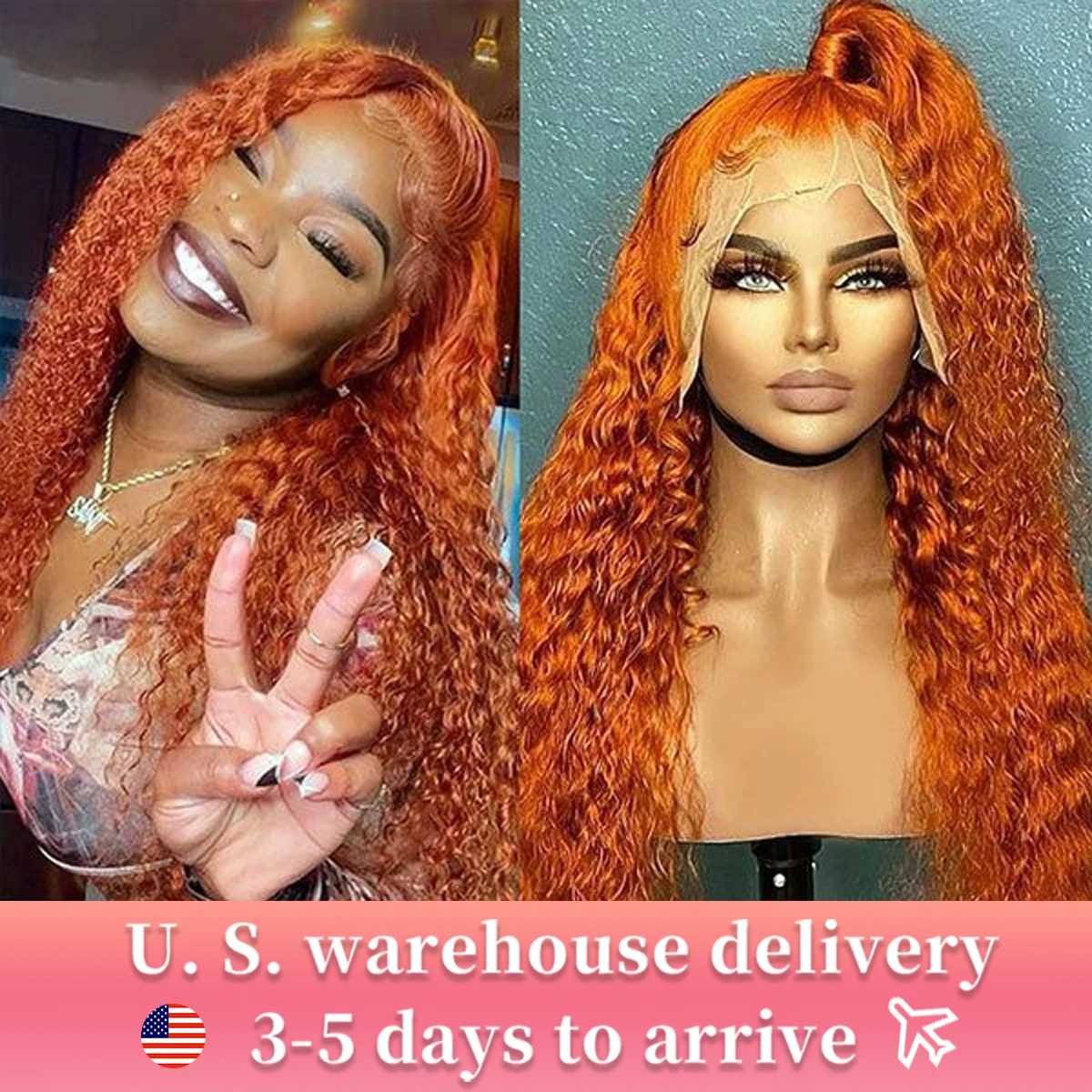 350 Orange Ginger 30Inch Lace Front Wig Human Hair 100% Curly Wigs Deep Wave Frontal Wig 13x4 13x6 Hd Lace Front Human Hair Wig