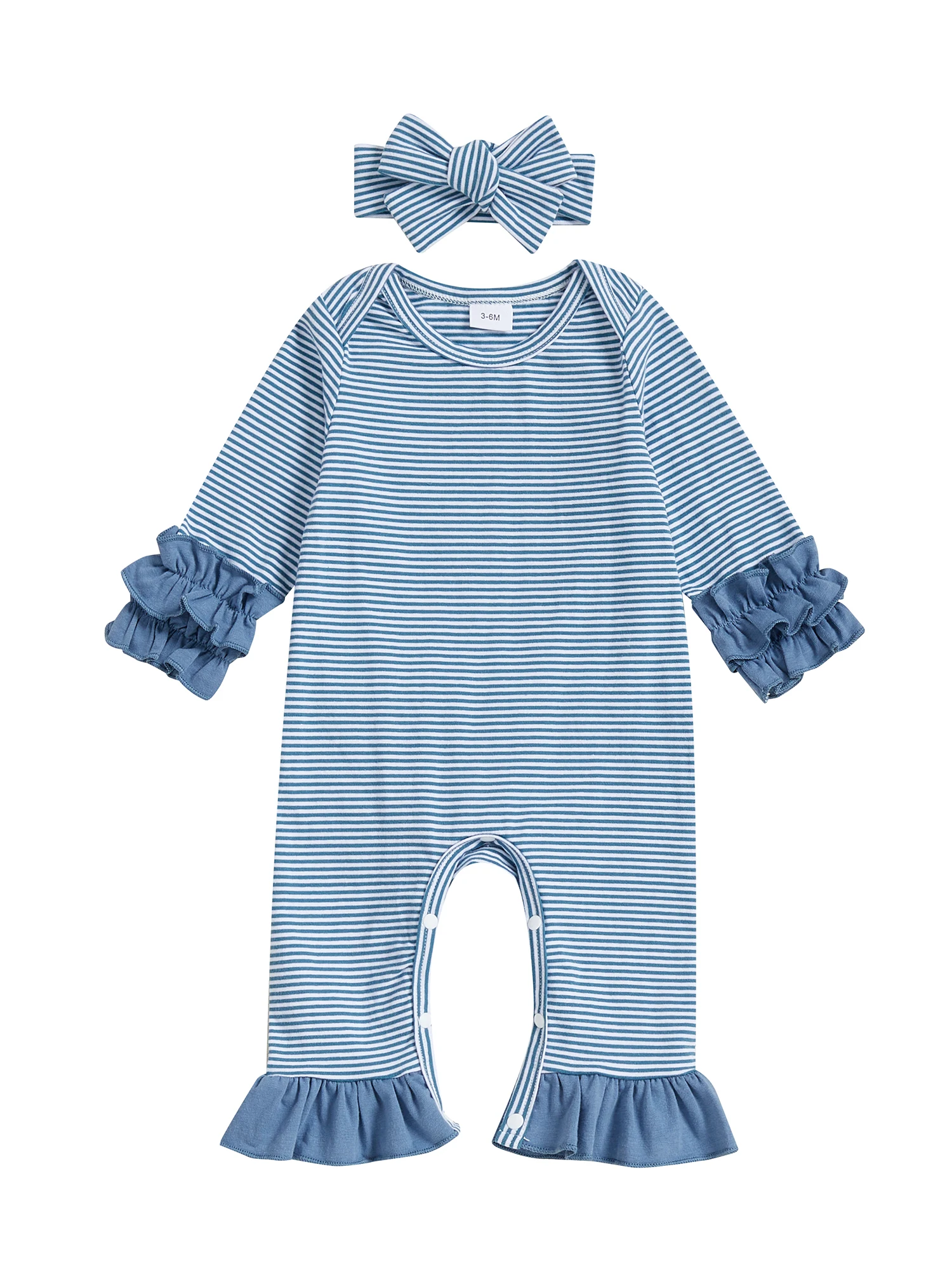 

Toddler Girls Winter Dress Floral Print Long Sleeve Ruffled Round Neck Jumpsuit with Matching Bow Headband 2 Pcs Set