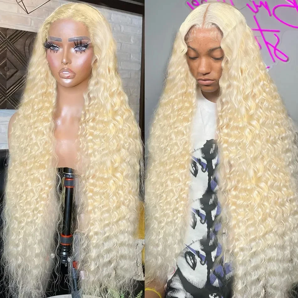 250% Honey Blonde 613 Deep Wave Lace Front Wig 13x6 HD Transparent Lace Frontal Wigs Colored 13x4 Curly Human Hair Wig For Women